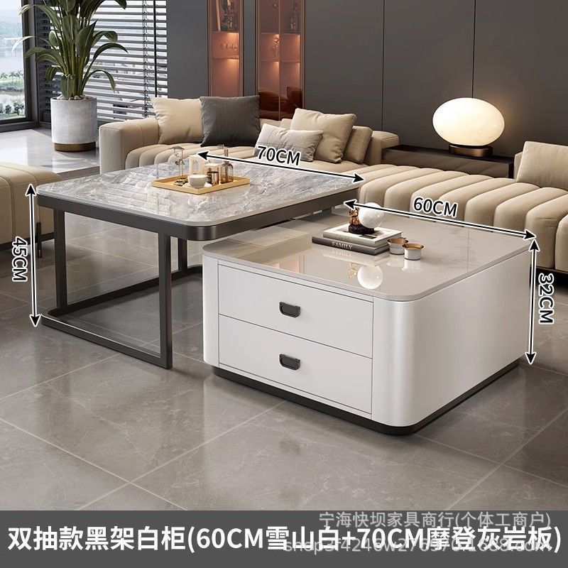 Rock slab coffee table accessible luxury modern casual square small apartment popular living room for home glass new arrival marble table