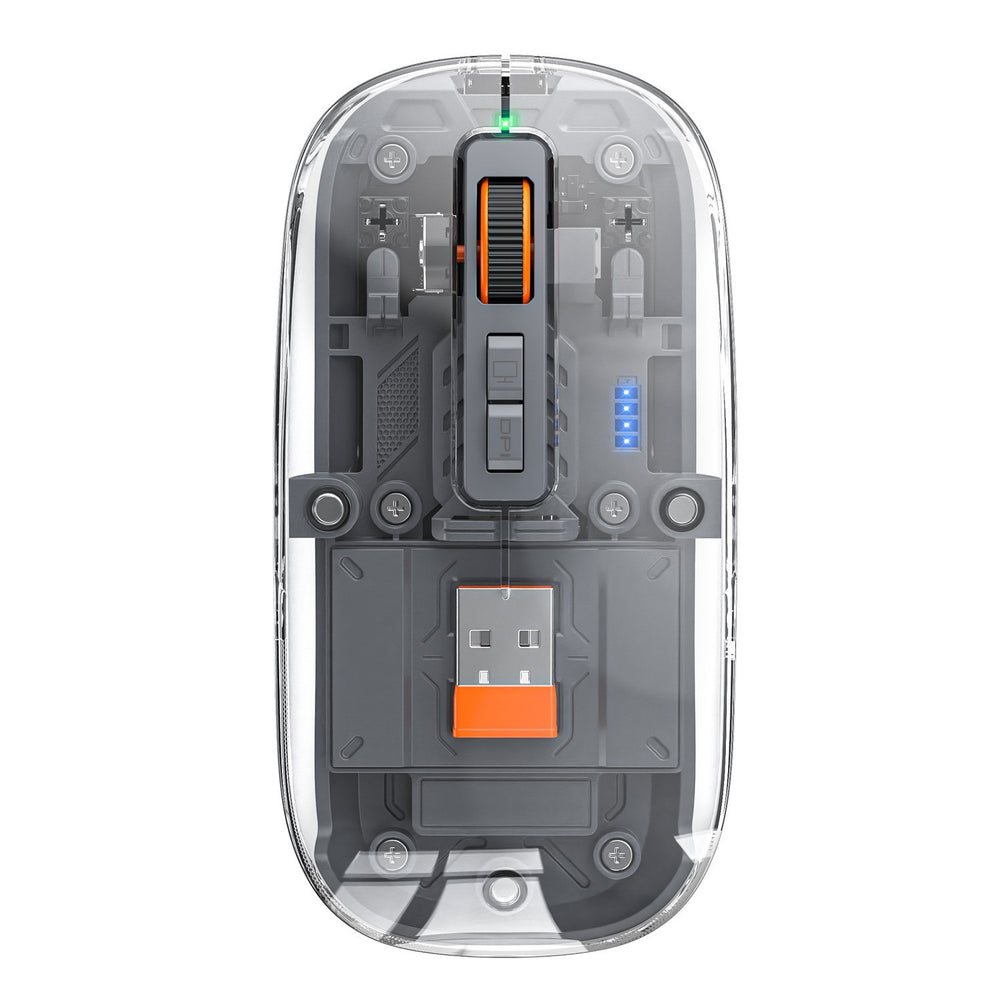M136 transparent wireless bluetooth tri-mode mouse - rechargeable magnetic charging creative gift for laptops and office use