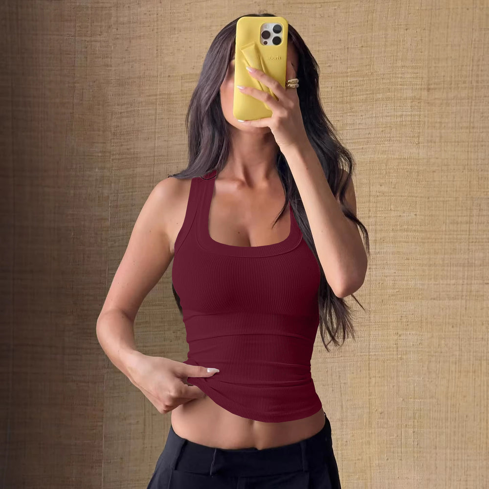 fashiony2k hot girl pure coloreasiest for matchhalter t-shirttops women's clothing  summer  independent station