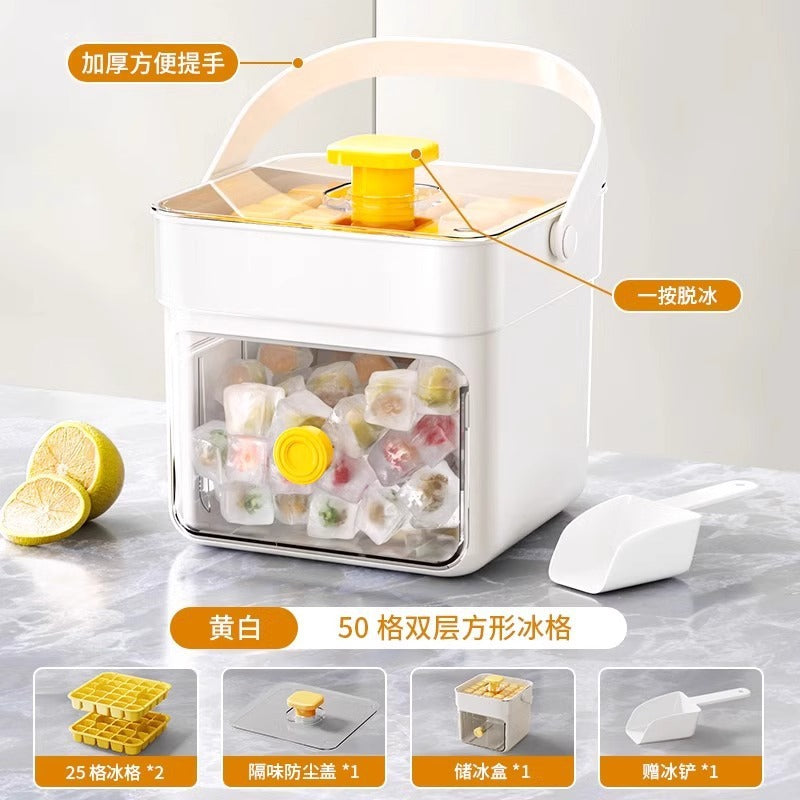 Press Ice Grid Ice Cube Mold Ice Box Frozen Ice Hockey Artifact Abrasives Large Capacity Ice Storage Household Food Grade Refrigerator