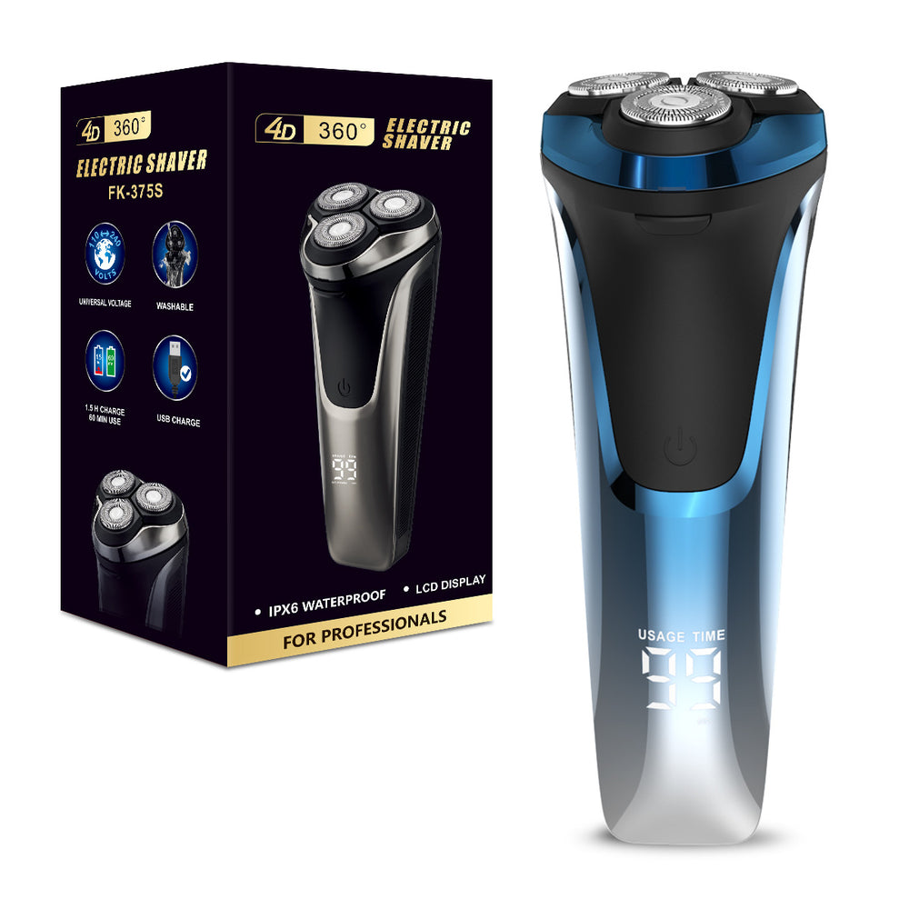 375 electric shaver - floating 4d triple-blade razor, fully washable, rechargeable men's shaver with digital display