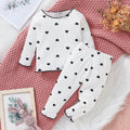 cross-border fashion baby & toddler valentine's day new collection: solid color ribbed knit heart print long sleeve two-piece set - ready stock wholesale