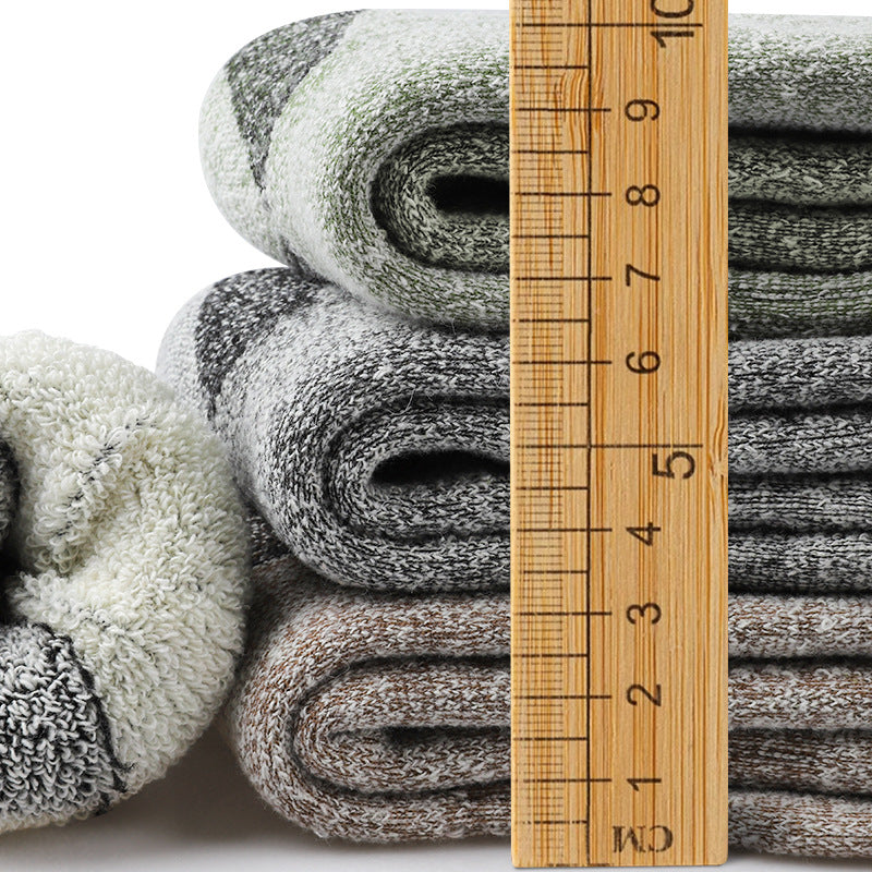 Winter men's velvet warm outdoor sports mountaineering medium tube socks casual thickened terry heat storage home floor socks