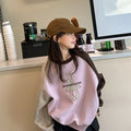 Girls' sweatshirt - new autumn/winter  collection - loose fit crew neck cartoon casual long sleeve top for girls (sizes for mid-to-large children) - winter fleece-lined