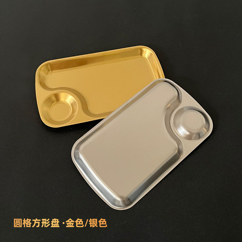 Creative stainless steel snack plate - gold divided fries tray - dumpling plate - commercial grade for bars, ktvs, and restaurants