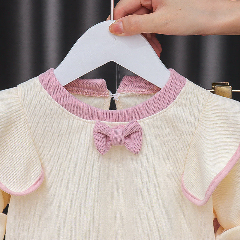 Spring & fallnew arrival infants and young children go out k-stylelong sleevestwo-piece set baby girl style flying sleeves casual elegant suit infant