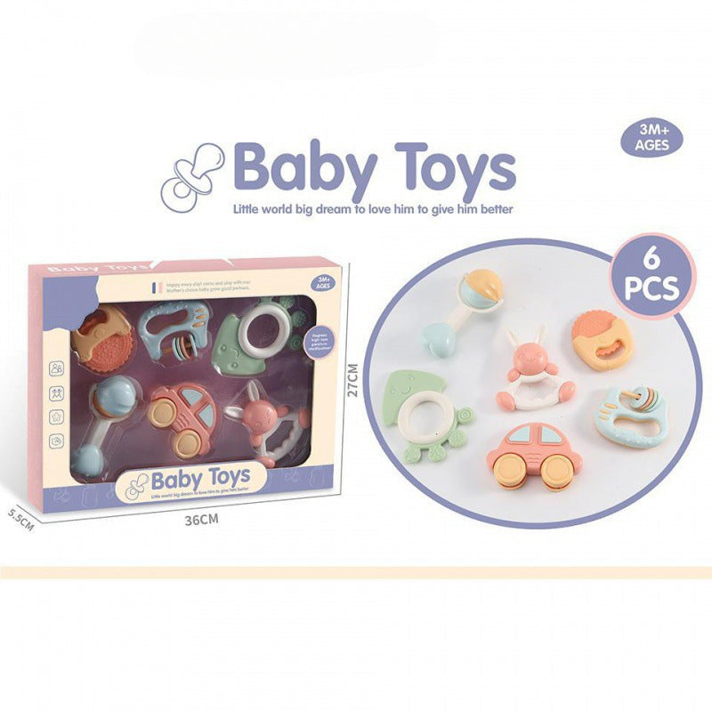 Cross-border infant soothing hand rattle rattle toy baby early education tooth grinding toothpaste newborn gift box set