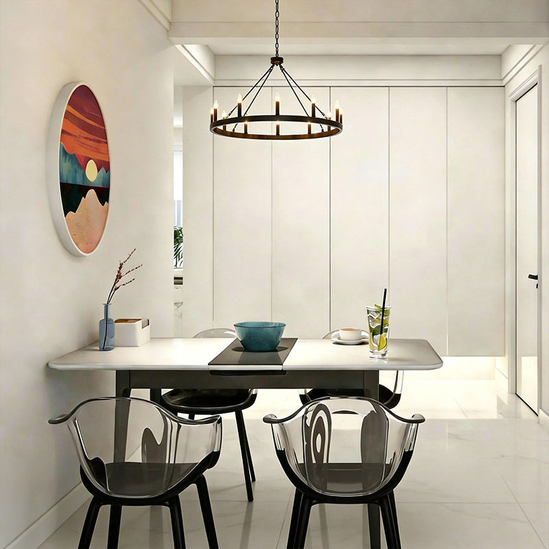 American industrial double-layer ring personalized chandelier house high-ceiling living room multi-head iron chandelier hotel engineering chandelier