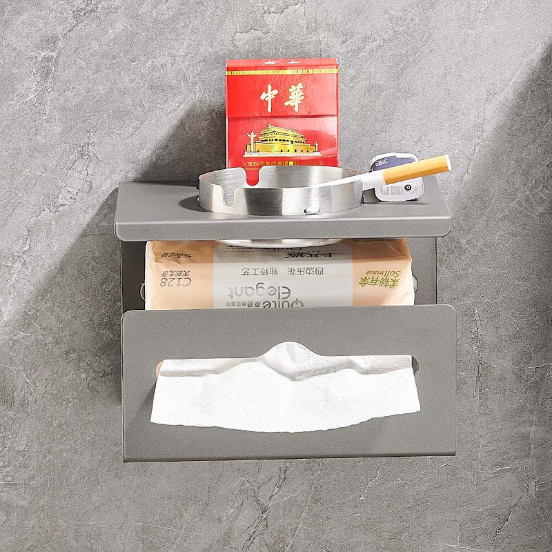 No punching paper towel holder household stainless steel ashtray toilet bathroom fashion trend wall-mounted commercial ashtray