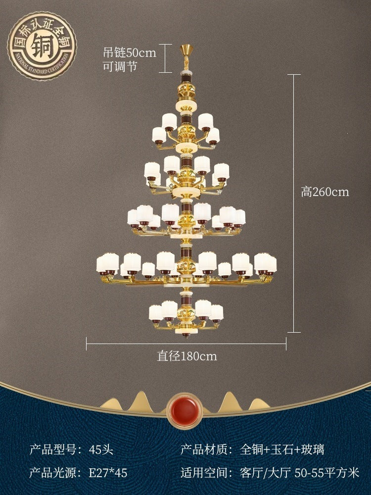 For home house classy chandelier natural jade duplex new lamp zhongshan full copper ancient town new chinoiserie marble