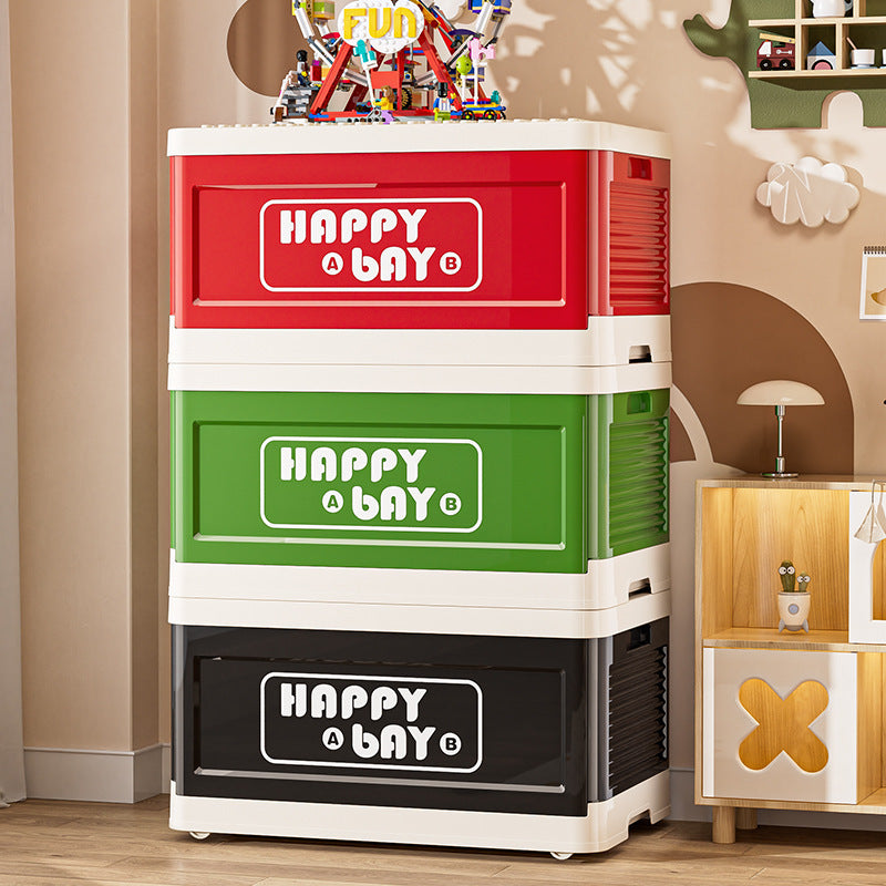 Large capacity storage box Lego building block box with lid dustproof classification storage box with wheel foldable toy storage box