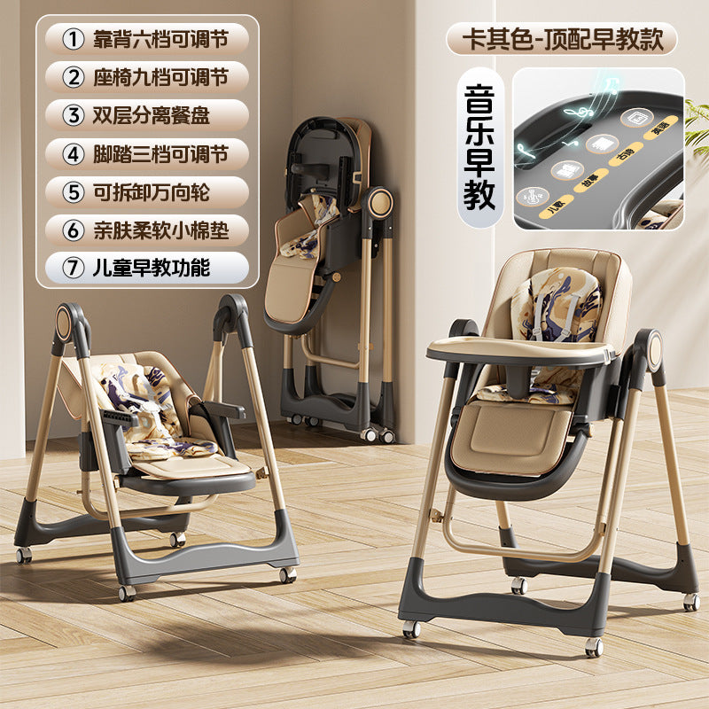 Baby dining chair Baby reclining foldable eating Adjustable toddler learning sitting artifact 0-6 year old child growth chair