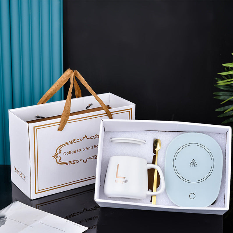 55 ° Warm Cup USB Thermostatic Cup Warm Coaster Gift Box Ceramic Cup Multifunctional Thermal Insulation Artifact Mark Cup
