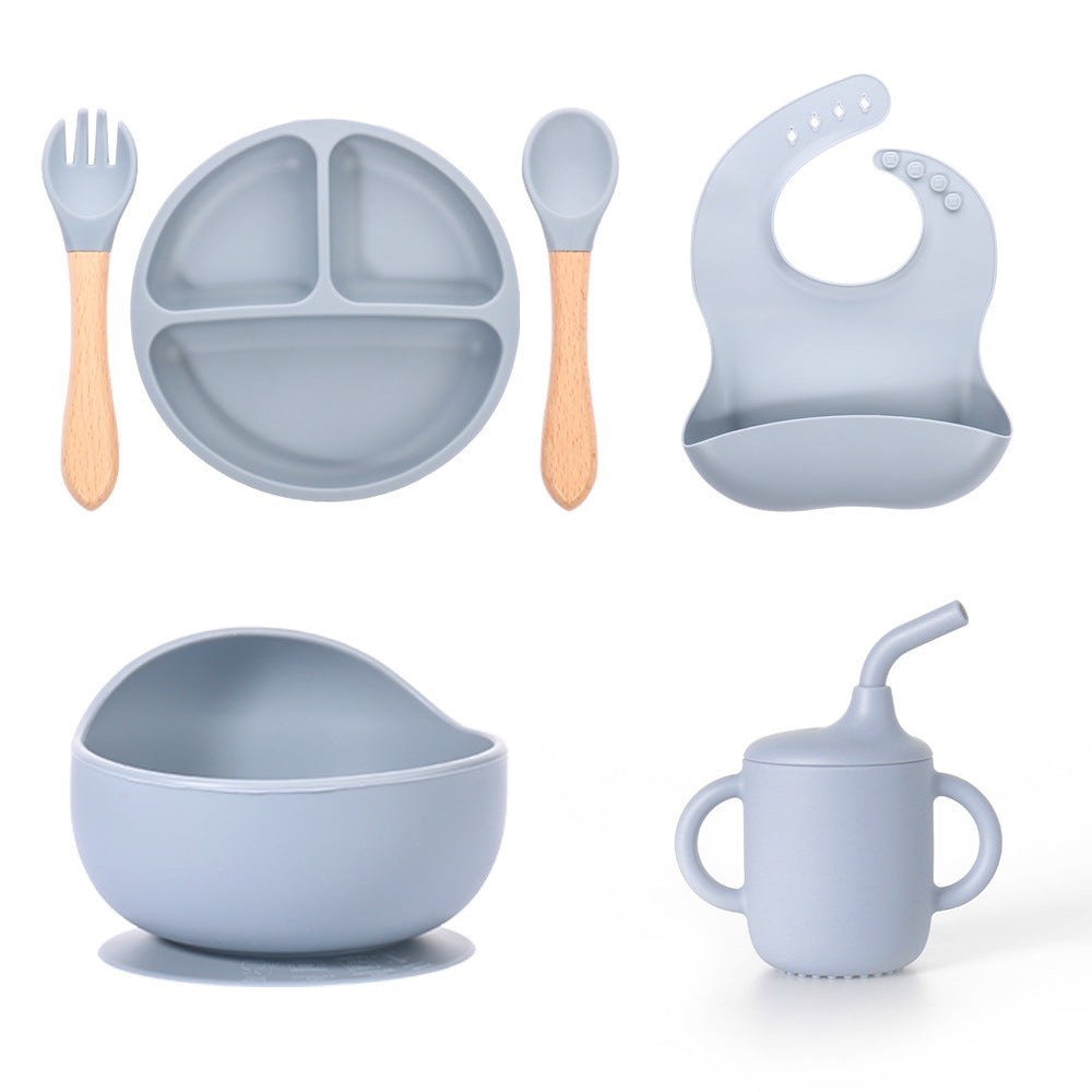 Children's Grid Silicone Plate, BPA Silicon Free Children's Gift Tableware Feeding Set Three Grid Plate