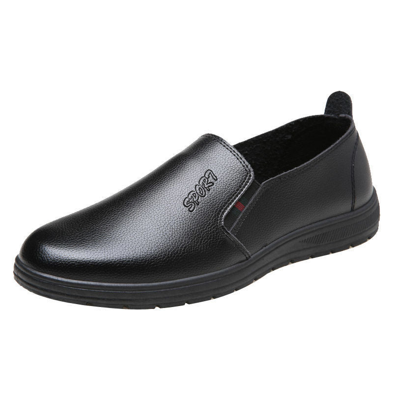 Chef leather shoes men's non-slip waterproof oil-resistant hotel kitchen shoes all-black leather work shoes for men