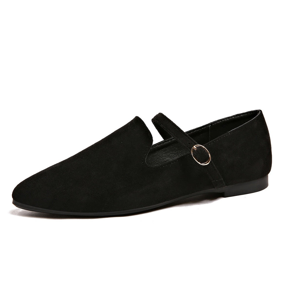Suede flatsplaid lazy flatsautum cross-border plus size pointed toe soft bottom casual flats women's wholesale