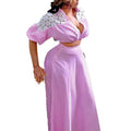 European and american cross-border women's fashion:  summer new collection - stylish pink striped cropped shirt and high-waisted midi skirt set