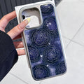 Night rose silver edge epoxy case for iphone 17, drop-proof phone case, apple 16 pro max protective cover, 15