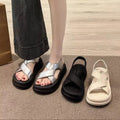 Thick soleplatform shoes sandals women's summer outwear2026new arrivalheight increaser high heel soft bottom with skirt non-slip beach sandals