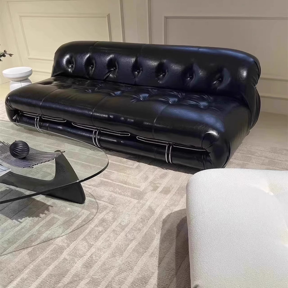 Italian medieval style soriana big steel teeth leather sofa designer style living room retro popular hippo sofa