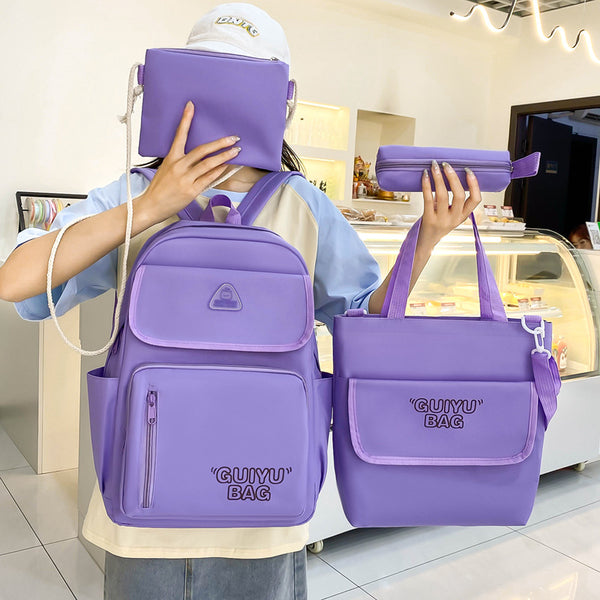 Wholesale 3-4 grade primary school students schoolbag tutoring bag four-piece set Korean version ins girl backpack large capacity backpack