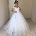 new foreign trade  fashion one-shoulder v-neck slim-fit trendy puffy train wedding dress with lace trim
