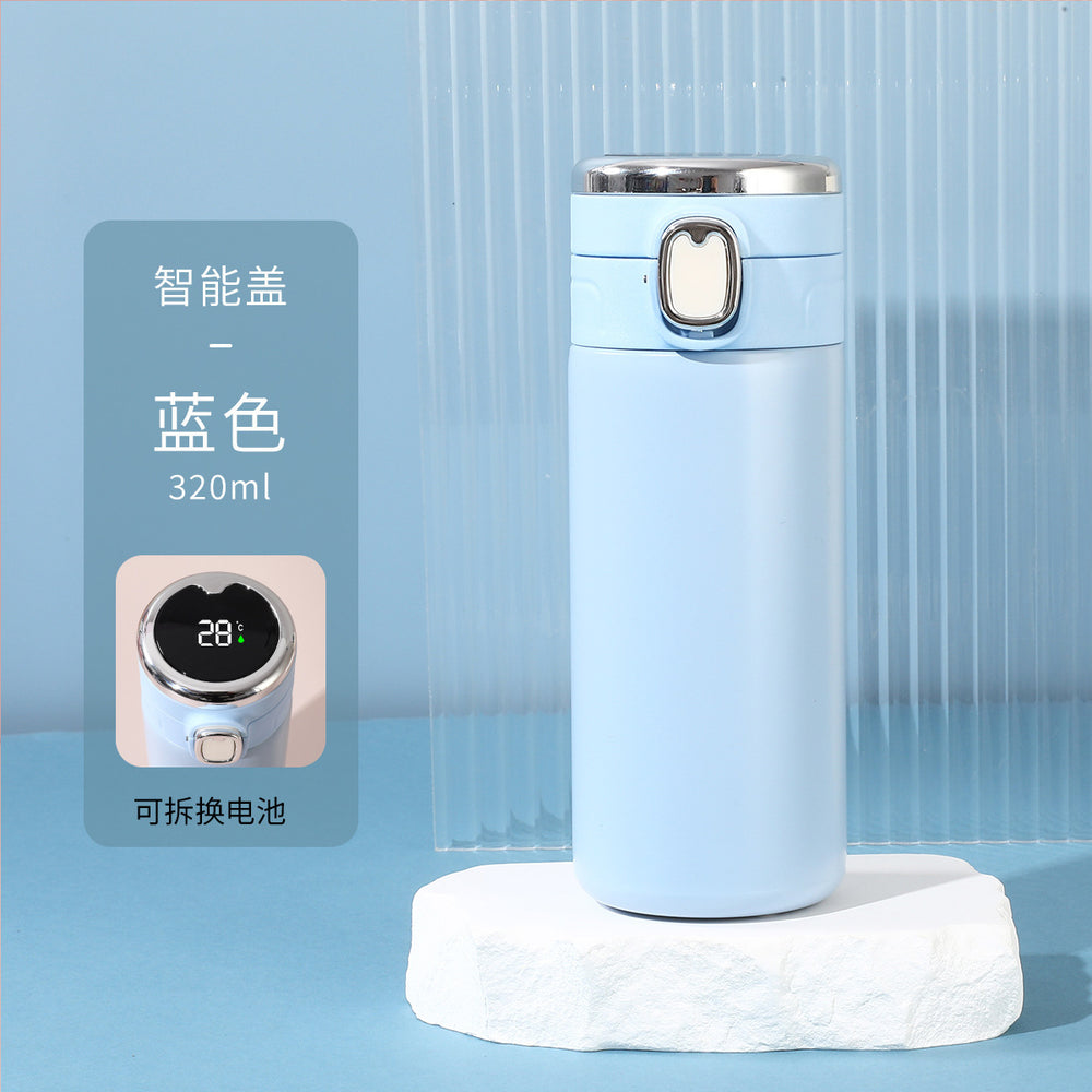 Simple pea cup female student 304 stainless steel vacuum water cup replaceable battery bounce smart thermos cup wholesale