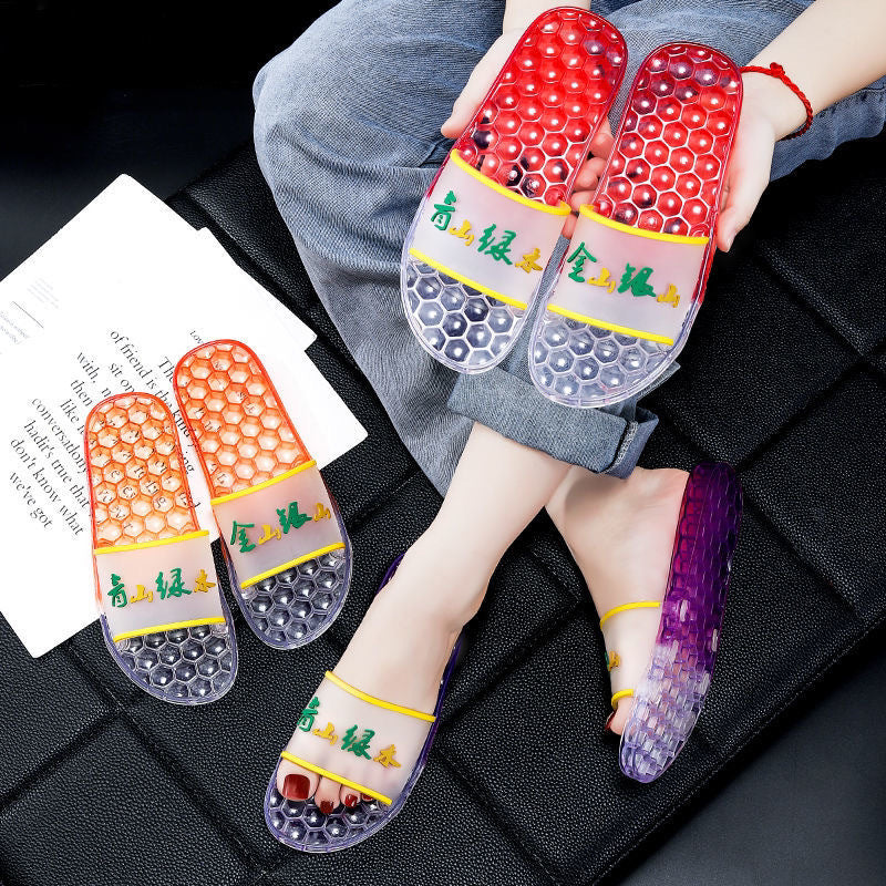 Women's summer slippers - trendy, fashionable, student style, flat, candy colors, versatile, indoor/outdoor, bathroom slides