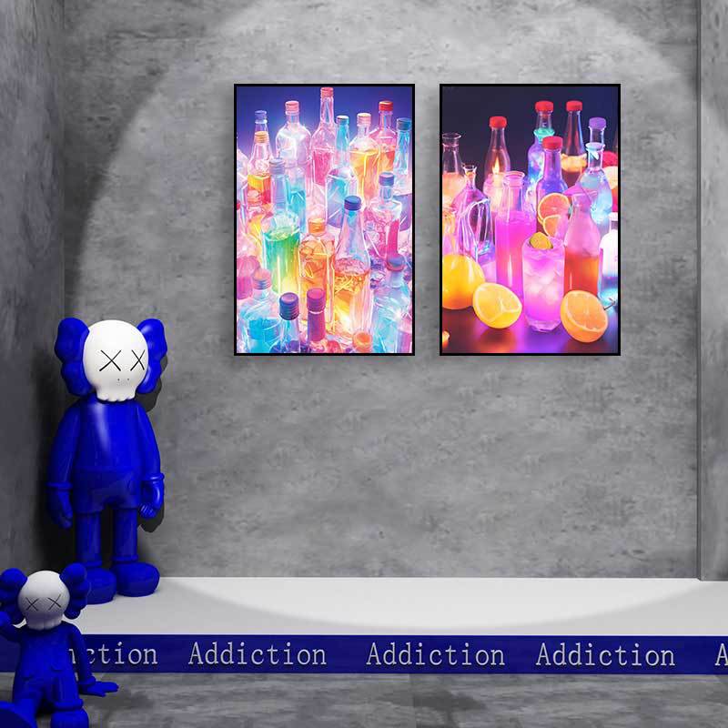 Bar KTV box decoration hanging pictures Cocktail bottle clear bar atmosphere music dining bar Bistro decoration painting