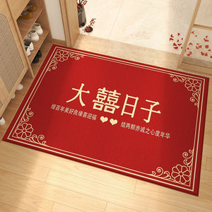 Wedding floor mat, entrance door mat, wedding room bedroom decoration, festive red foot mat, non-slip carpet, entrance door mat