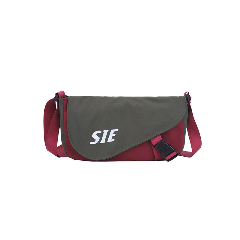 Hong Kong style casual satchel 2024 new fashion letter contrasting color sports outdoor messenger bag large capacity shoulder bag men