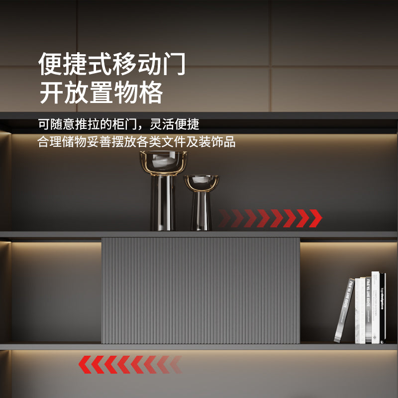 New chinoiserie office file cabinet wooden bookcase boss table background cabinet wall-mounted floor-standing five or six-door cabinetaccessible luxury