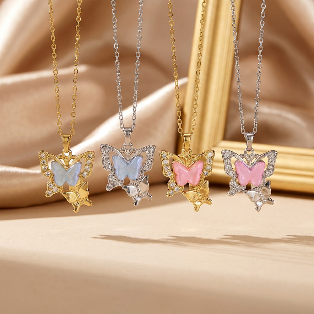European and american fashion hot selling copper inlaid zirconia flower necklace for women, light luxury niche style, versatile minimalist, non-fading clavicle chain jewelry