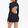 Fashioncut out beautiful back half open zipper jumpsuit peach butt lift sports fitness nude quick dry jumpsuit yoga clothes