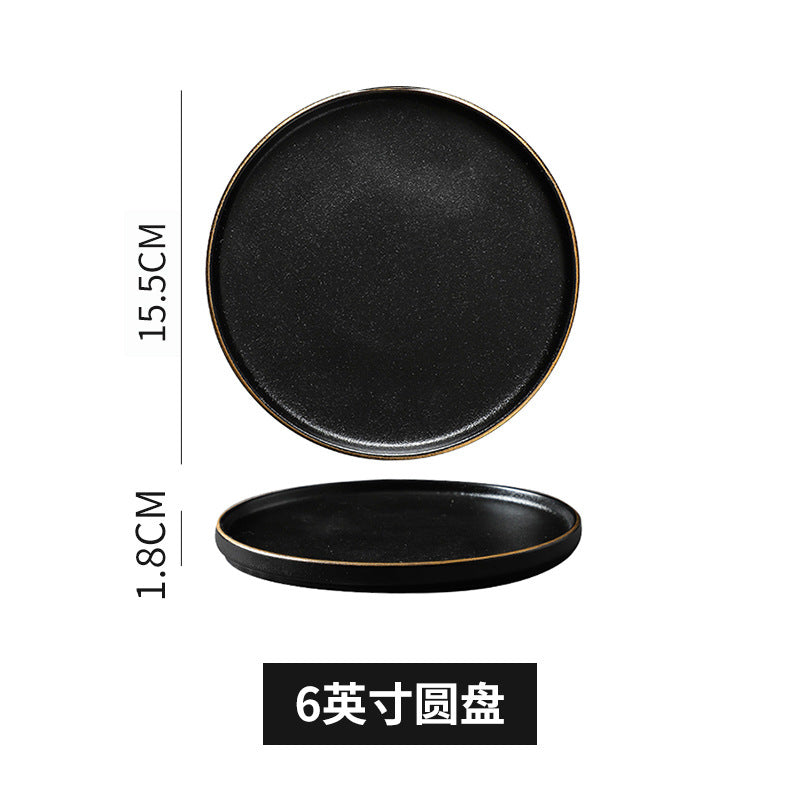 Japanese-style western dinner plates, creative steak plates, western dinner plates, creative black matte steak plates, commercial glossy white plates