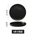 6inch black matte plate with gold edge