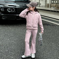 Children's two-piece set:  spring/autumn new arrival - stylish girls' fashion sweatshirt and flare pants, trendy student outfit