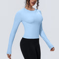 new arrival sports nude waist silmlong sleeves breathable yoga clothes t-shirt running training fitness tops for women