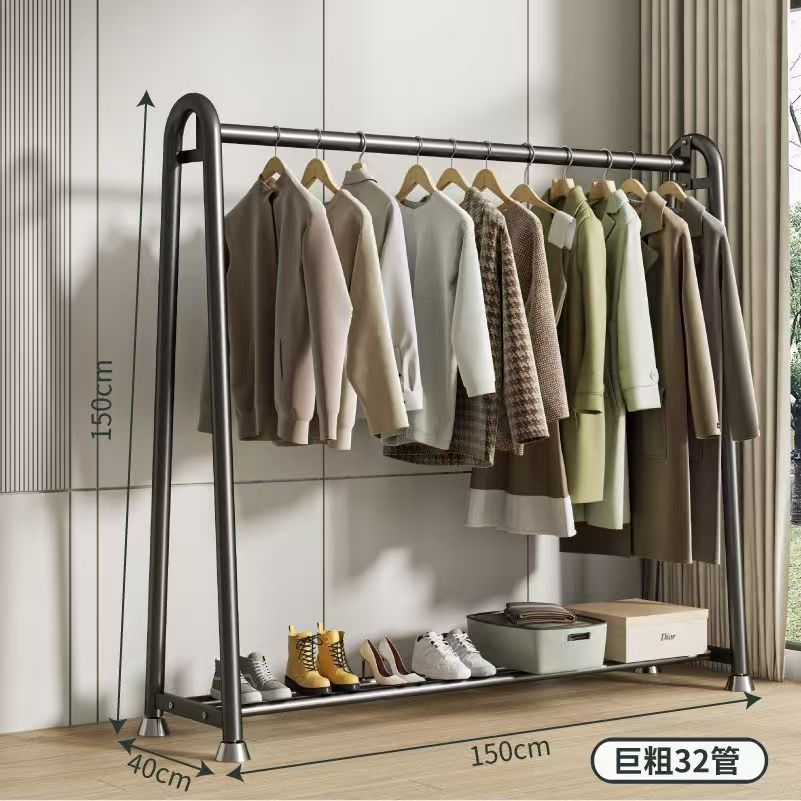 Simple coat rack Floor-to-ceiling indoor thickened clothes rack Household bedroom clothes storage rack Movable drying rack