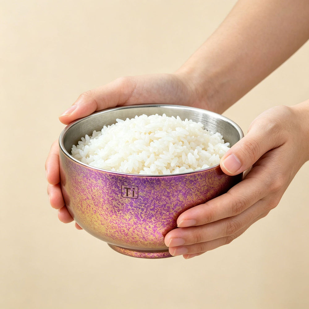 Premium pure titanium double-layer bowl - perfect for home, rice, kindergarten, and kids. durable, drop-resistant, and beautifully designed tableware