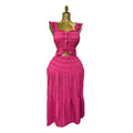 Age-reducing fresh spring and summer holiday style short small flying sleeve suspender tops + high waist pleated skirt two-piece set