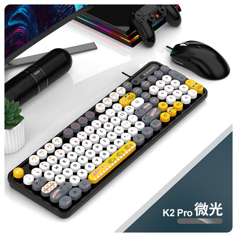 Viper k2 wired usb keyboard and mouse combo - retro punk style for women's desktop, laptop, and office use