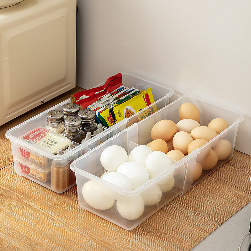 Cabinet sundries, long storage box, seasoning products, plastic seasoning box, narrow and long refrigerator grid egg storage box