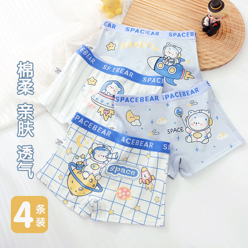 Children's underwear Class A cotton boys' underwear cartoon boxers medium and large children's baby student boxers children's underwear