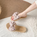 Women's flat sandals - fairy style, new korean style for summer 2024, versatile bowknot beach slides