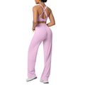 Casual outerwear sexy back yoga wear high waist wide leg straight-legpantssuit running training fitness sportswear