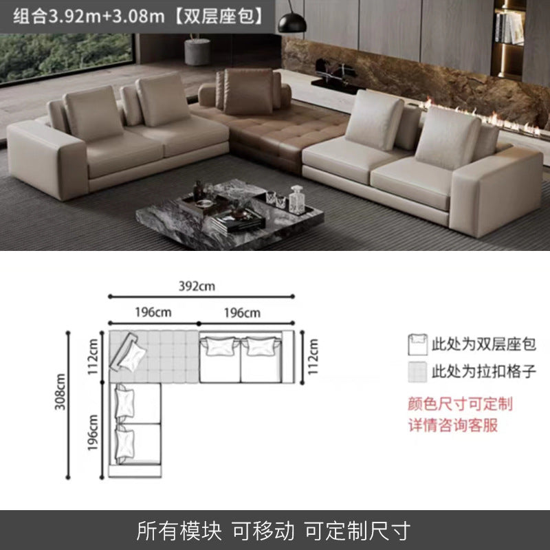 Lawrence genuine leather sofa italian normcore large and small apartment house villa customer corner sofa modern straight row leather sofa