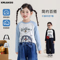 Girls' fall  new cartoon raglan long sleeve crew neck top t-shirt undershirt