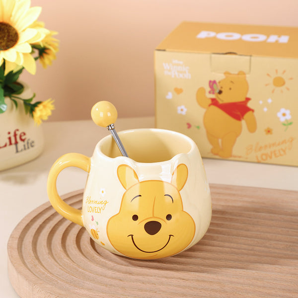 Winnie the Pooh big belly cup cute ceramic cup cartoon mug with spoon water cup drinking cup high value coffee cup
