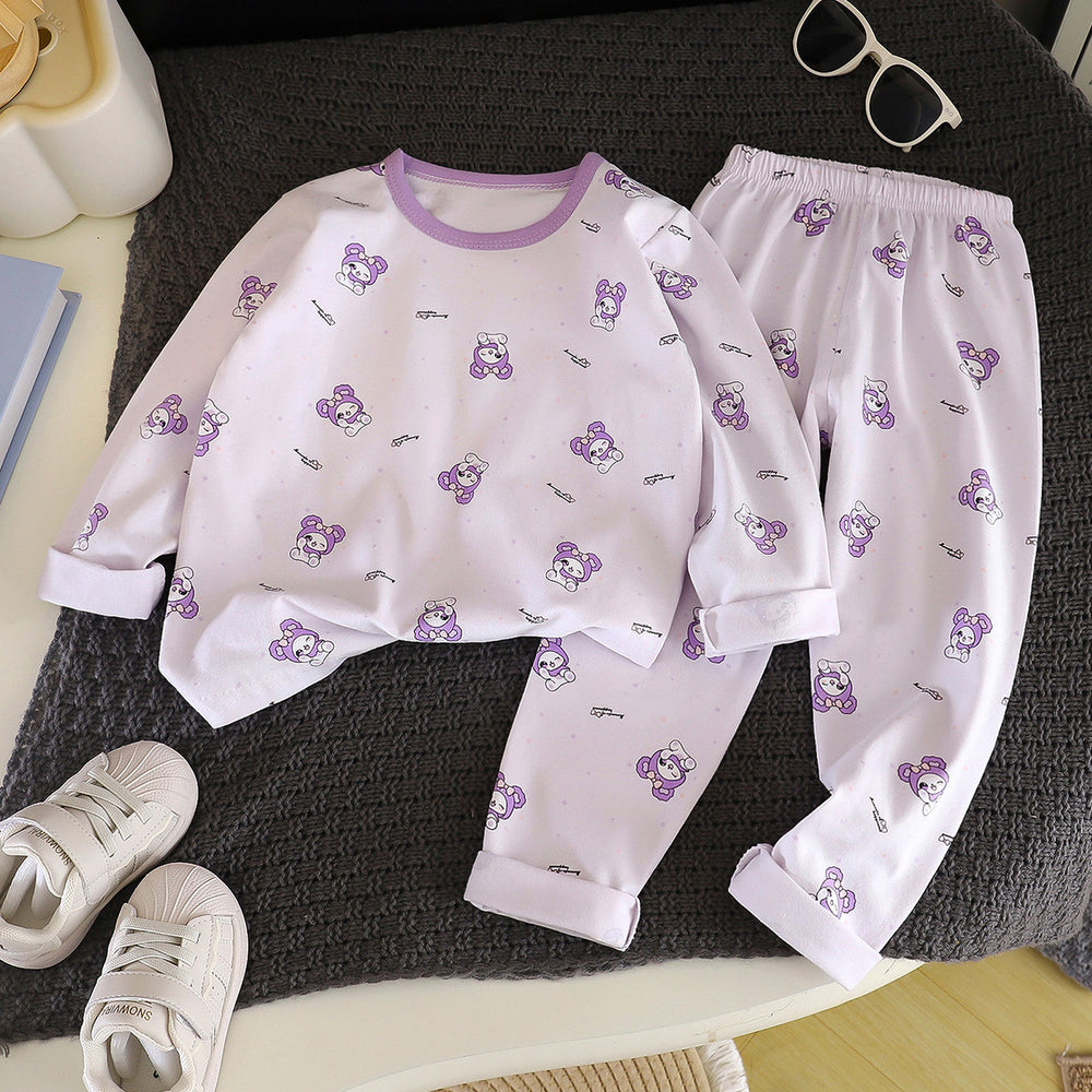 Autumn and winter kids' underwear set, baby lycra cotton thermal underwear, boys' and girls' base layer pajamas, loungewear, children's clothing